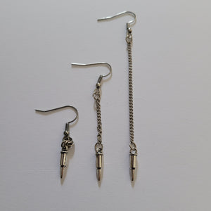 Bullet Earrings, Your Choice of Three Lengths, Dangle Drop Chain Earrings