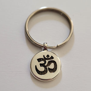 Ohm Keychain Key Ring or Zipper Pull, Silver Backpack or Purse Charms