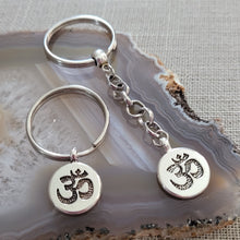 Load image into Gallery viewer, Ohm Keychain Key Ring or Zipper Pull, Silver Backpack or Purse Charms
