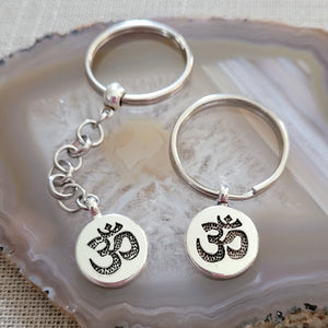 Ohm Keychain Key Ring or Zipper Pull, Silver Backpack or Purse Charms