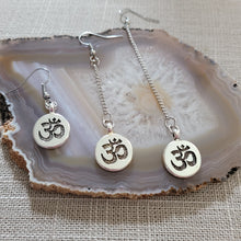 Load image into Gallery viewer, Ohm Yoga Earrings, Your Choice of Three Lengths, Dangle Drop Chain Earrings

