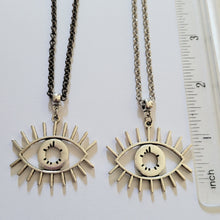 Load image into Gallery viewer, Evil Eye Necklace, Your Choice of Gunmetal or Silver Rolo Chain
