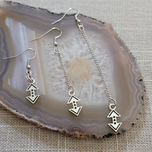 Load image into Gallery viewer, Up and Down Arrow Earrings, Your Choice of Three Lengths, Long Dangle Drop Chain Earrings
