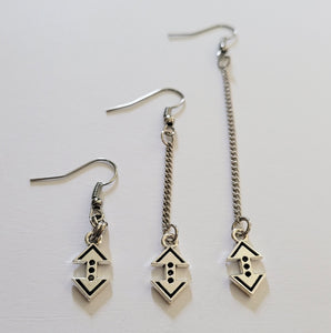 Up and Down Arrow Earrings, Your Choice of Three Lengths, Long Dangle Drop Chain Earrings