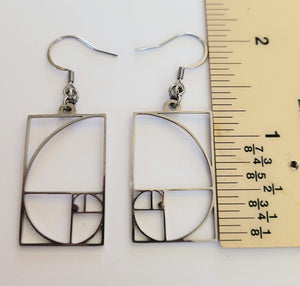 Fibonacci Earrings - Silver Golden Ration Dangle Drop Earrings