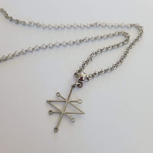 Sigil of Azazel Necklace, Your Choice of Gunmetal or Silver Rolo Chain, Supernatural Jewelry