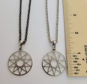 Decagram Necklace, Your Choice of Gunmetal or Silver Rolo Chain, Mens Jewelry