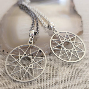 Decagram Necklace, Your Choice of Gunmetal or Silver Rolo Chain, Mens Jewelry