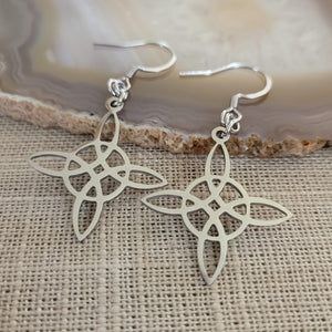 Witches Knot Earrings, Dangle Drop Earrings, Stainless Steel Wiccan Pagan Coven Jewelry