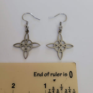 Witches Knot Earrings, Dangle Drop Earrings, Stainless Steel Wiccan Pagan Coven Jewelry