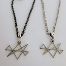 Load image into Gallery viewer, Midas Star Necklace, Your Choice of Gunmetal or Silver Rolo Chain, Reiki Jewelry
