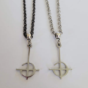 Grucifix Cross Necklace, Your Choice of Gunmetal or Silver Rolo Chain, Imperator Ghost BC  Jewelry