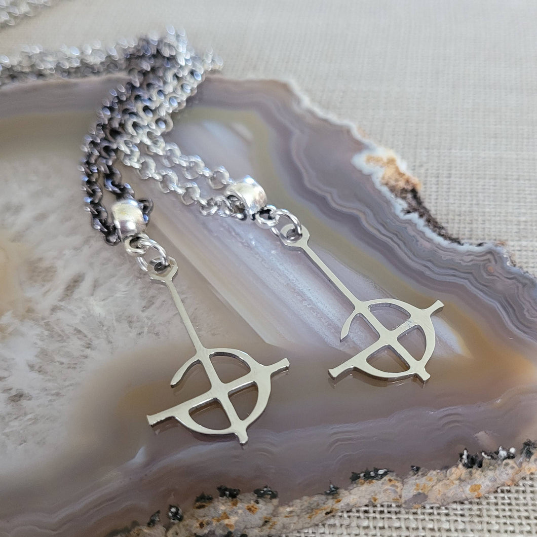 Grucifix Cross Necklace, Your Choice of Gunmetal or Silver Rolo Chain, Imperator Ghost BC  Jewelry