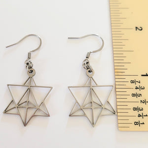 Merkaba Earrings, Yoga Jewelry, Dangle Drop Earrings,