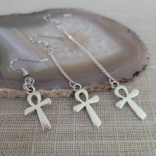 Load image into Gallery viewer, Ankh Earrings, Your Choice of Three Lengths, Egyptian Cross Jewelry
