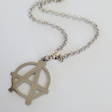 Load image into Gallery viewer, Anarchy Necklace, Your Choice of Gunmetal or Silver Rolo Chain, Jewelry for Anarchists
