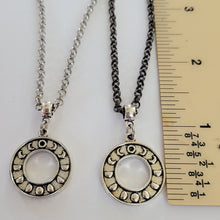 Load image into Gallery viewer, Moon Phase Necklace, Your Choice of Gunmetal or Silver Rolo Chain
