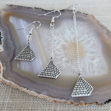 Load image into Gallery viewer, Pyramid Earrings, Your Choice of Three Lengths, Dangle Drop Chain Earrings
