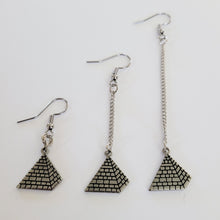 Load image into Gallery viewer, Pyramid Earrings, Your Choice of Three Lengths, Dangle Drop Chain Earrings
