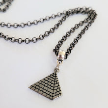 Load image into Gallery viewer, Pyramid Necklace, Your Choice of Gunmetal or Silver Rolo Chain, Machine Cut Stainless Steel Charms, Egyptian Jewelry
