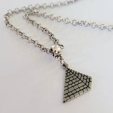 Load image into Gallery viewer, Pyramid Necklace, Your Choice of Gunmetal or Silver Rolo Chain, Machine Cut Stainless Steel Charms, Egyptian Jewelry
