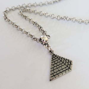 Pyramid Necklace, Your Choice of Gunmetal or Silver Rolo Chain, Machine Cut Stainless Steel Charms, Egyptian Jewelry