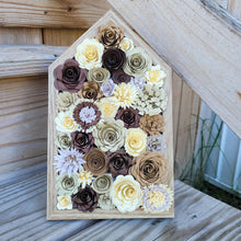 Load image into Gallery viewer, Brown and Cream Paper Flowers Framed Wall Art, Farmhouse Country Home Decor
