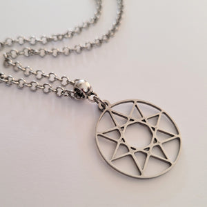 Octogram Necklace, Your Choice of Gunmetal or Silver Rolo Chain, Mens Jewelry, Eight Sided Polygon Geometric Jewelry