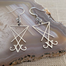 Load image into Gallery viewer, Lucifers Sigil Earrings, Stainless Steel Dangle Drop Earrings
