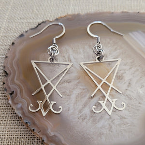 Lucifers Sigil Earrings, Stainless Steel Dangle Drop Earrings