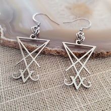 Load image into Gallery viewer, Lucifers Sigil Earrings, Stainless Steel Dangle Drop Earrings
