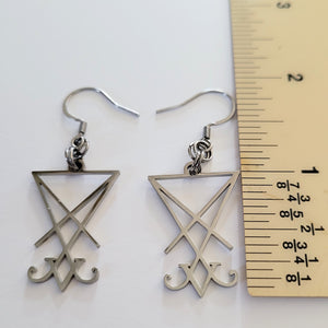 Lucifers Sigil Earrings, Stainless Steel Dangle Drop Earrings