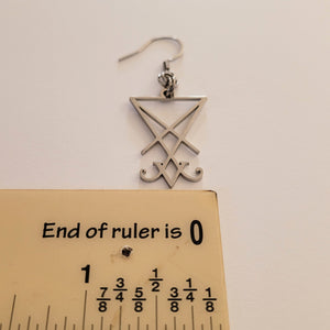 Lucifers Sigil Earrings, Stainless Steel Dangle Drop Earrings