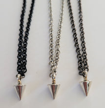 Load image into Gallery viewer, Spike Necklace Necklace, Silver Bullet on Your Choice of 3 Rolo Chains Finishes , Mixed Metals, Mens Jewelry
