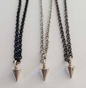 Spike Necklace Necklace, Silver Bullet on Your Choice of 3 Rolo Chains Finishes , Mixed Metals, Mens Jewelry