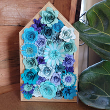 Load image into Gallery viewer, Blue Paper Flowers Framed Wall Art, Farmhouse Country Home Decor
