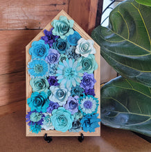 Load image into Gallery viewer, Blue Paper Flowers Framed Wall Art, Farmhouse Country Home Decor
