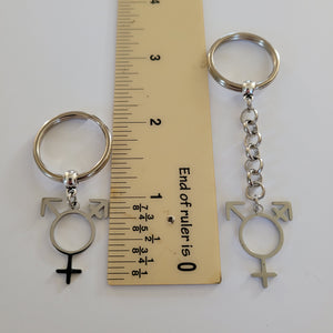 Transgender Keychain, Backpack or Purse Charm, Zipper Pull, Stainless Steel Charm, Non Binary Trans Awareness