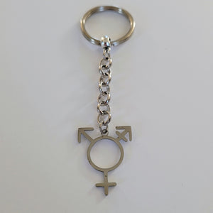 Transgender Keychain, Backpack or Purse Charm, Zipper Pull, Stainless Steel Charm, Non Binary Trans Awareness