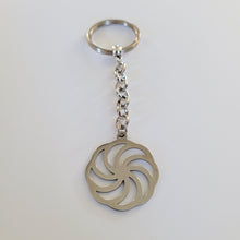 Load image into Gallery viewer, Wheel of Eternity Keychain, Backpack or Purse Charm, Zipper Pull, Stainless Steel Kolovrat Charm
