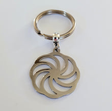 Load image into Gallery viewer, Wheel of Eternity Keychain, Backpack or Purse Charm, Zipper Pull, Stainless Steel Kolovrat Charm
