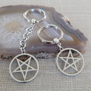Inverted Pentagram Keychain, Five Pointed Star, Backpack or Purse Charm, Zipper Pull
