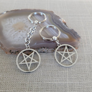 Inverted Pentagram Keychain, Five Pointed Star, Backpack or Purse Charm, Zipper Pull