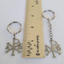 Load image into Gallery viewer, Alpha and Omega Cross Keychain, Backpack or Purse Charm, Zipper Pull
