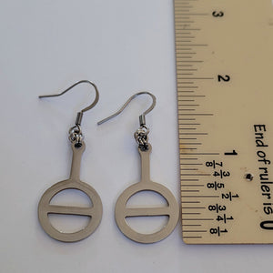 Agender Earrings, Non Binary Dangle Drop Earrings, Machine Cut Stainless Steel Charms