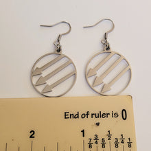 Load image into Gallery viewer, Anti Fascist Earrings, Iron Front Drop Dangle Earrings, Machine Cut Stainless Steel Charms
