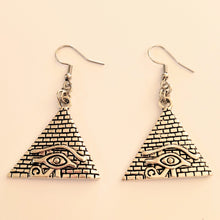 Load image into Gallery viewer, Pyramid Eye of Ra Earrings,  Dangle Drop Earrings, Egyptian Jewelry

