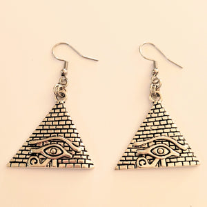 Pyramid Eye of Ra Earrings,  Dangle Drop Earrings, Egyptian Jewelry
