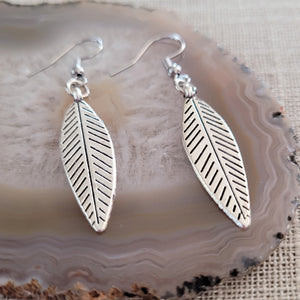 Leaf Earrings,  Silver Dangle Drop Earrings, Plant Mom Jewelry