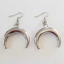 Load image into Gallery viewer, Horn Earrings,  Silver Dangle Drop Earrings
